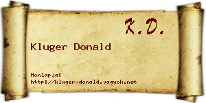 Kluger Donald névjegykártya